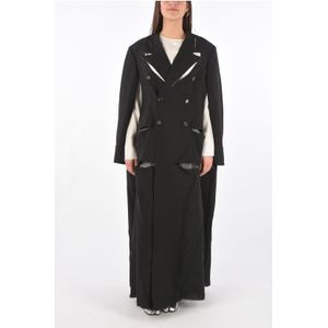 MM0 dubbelrijsjas met uitsparingen in zwart