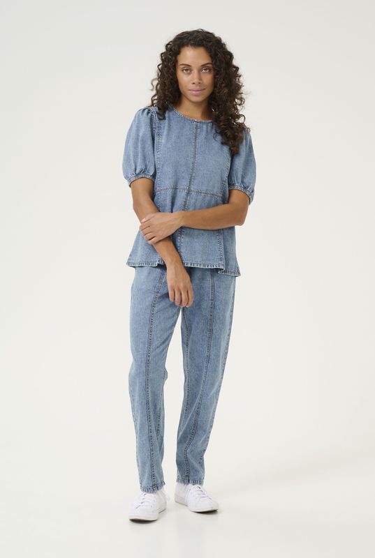 Blouse - Blue Stone Wash - Lange Mouwen - Relaxed Fit