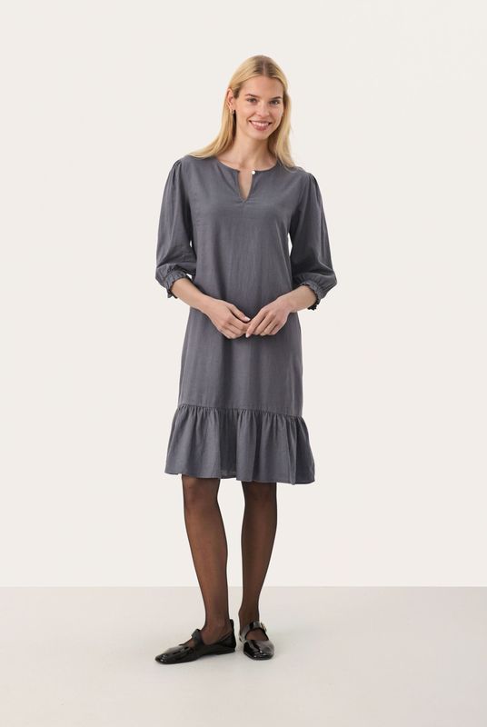 Part Two - Nimi - Jurk - Donkergrijs - Knielengte - Driekwart Mouw