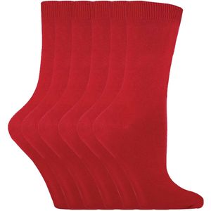 Set van 6 effen, casual katoenen damessokken - PL30 Rood
