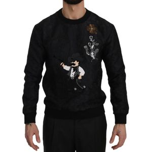 Dolce & Gabbana Heren Zwart Brokaat Cowboy Geborduurde Trui - Maat XS
