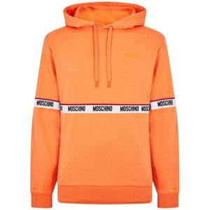 Moschino Heren Hoodie met Merkbandsluiting (Oranje)