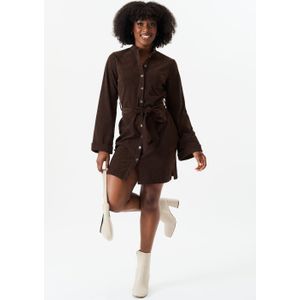 Bruine Corduroy Overhemdjurk met Knoopsluiting