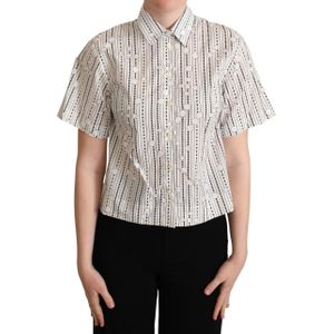 Dolce & Gabbana - Katoenen Poloshirt - Wit - Dames - Geometrisch Ontwerp
