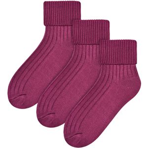 Steven - 3 Paar Dames Wol Bed Sokken | Luxe Lichtgewicht Warme Lounge Sokken - Magenta