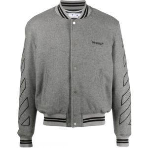Off-White Diag Outline Grey Varsity Jacket - Maat M