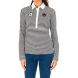 Damespolo - Wit-Zwart - Lange Mouwen - Contrasterende Reverskraag