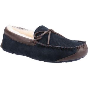 Cotswold Heren Northwood Suede Moccasin Slippers (Marine)