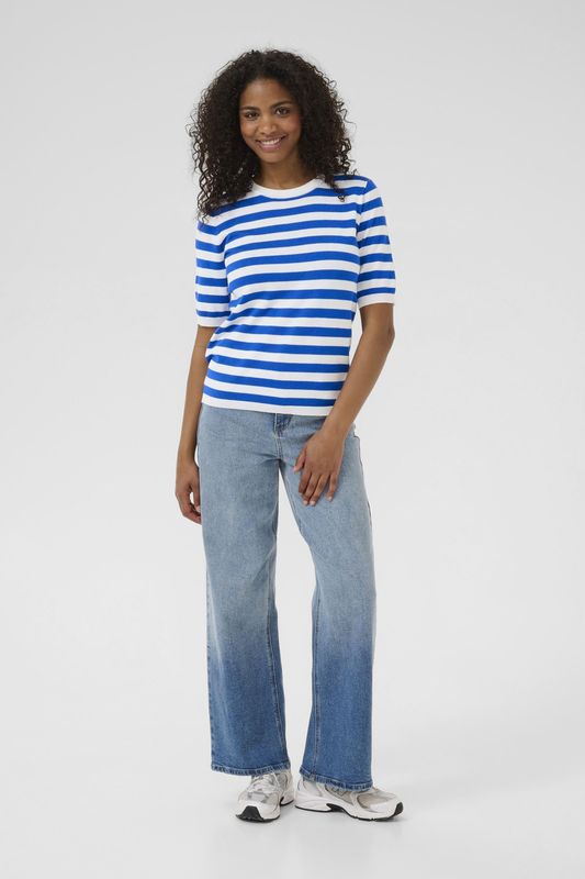 Kaffe Trui  blauw / wit