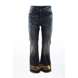 Dolce & Gabbana Blue Cotton Stretch Sequin Cropped Denim Jeans voor dames