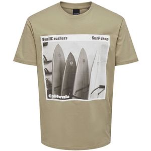 ONLY & SONS regular fit T-shirt ONSCOAST met printopdruk chinchilla