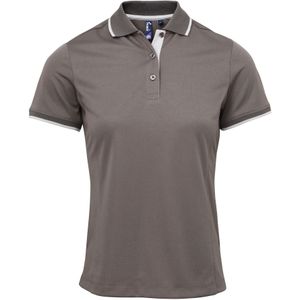 Premier Dames/dames Contrast Coolchecker Poloshirt (Donkergrijs/zilver)