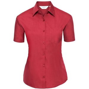 Russell Collection Dames/Dames Poplin Easy-Care Formeel Overhemd met Korte Mouwen (Klassiek rood)