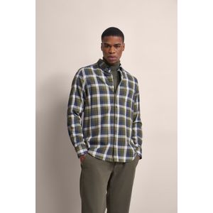 Overhemden - Olijf - Katoen - Button-downkraag - Lange Mouwen