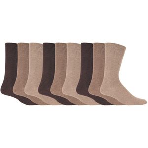 9 paar sokken zonder elastiek katoenen herensokken | Gentle Grip | Zachte losse sokken | Diabetische vriendelijke sokken - Bruin