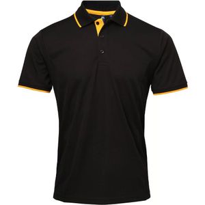 Premier Heren Coolchecker Contrast Pique Poloshirt (Zwart/Zonnebloem)