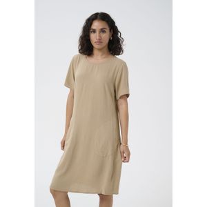 Kaffe - Damesjurk - Chinchilla - Ronde Hals - Korte Mouwen - Regular Fit - Boven de Knie