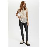 Blouse met korte mouwen Slim fit Creme Dot cream