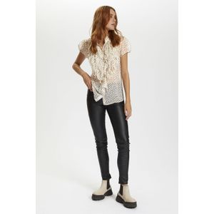 Blouse met korte mouwen Slim fit Creme Dot cream