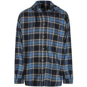 Diesel Heren Geruite Hoodie Shirt (Blauw/Zwart)
