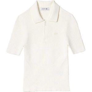 Lacoste Dames/Dames Ribgebreid Kwart Rits Poloshirt (Wit)