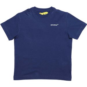 Off White Kinderen/Kinderen Industrieel Logo T-Shirt (Marine / geel)