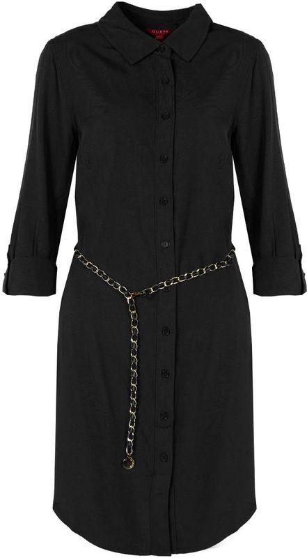 Bandeaujurk - Blauw - Katoen - Knoopsluiting Voor