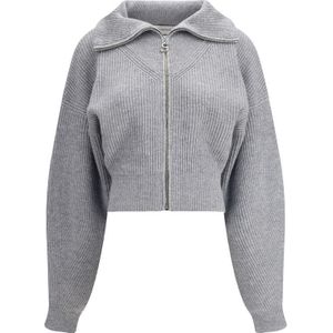 Ribgebreide Kraag Sweater met Rits