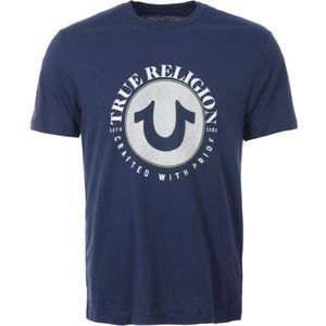True Religion T-shirt Met Ronde Hals En Rond Hoefijzerlogo Voor Heren, Blauw - Maat S