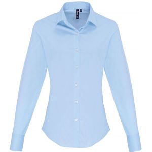 Premier Dames/dames Stretch Fit Poplin Blouse Met Lange Mouwen (Lichtblauw) - Maat 2XL