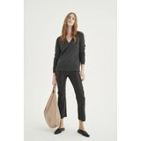In Wear - Cropped Kick-Flare Broek - Zwart - Leer - Slim Fit