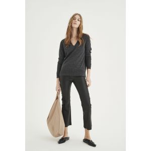 In Wear - Cropped Kick-Flare Broek - Zwart - Leer