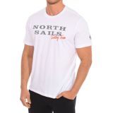 North Sails - T-shirt - Grijs - Katoen - Korte Mouwen - Merkprint