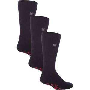 Heat Holders 3 paar pantoffelsokken voor heren met grips - Zwart Rood