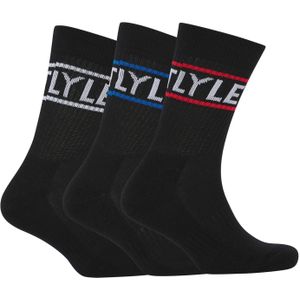 Lyle & Scott Herensportsokken met logo (Set van 3) (Zwart)