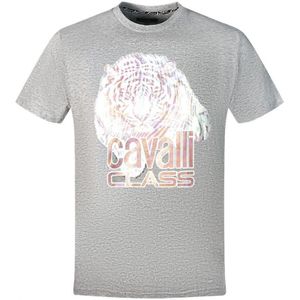 Cavalli Class Large Tiger Logo Grey T-Shirt