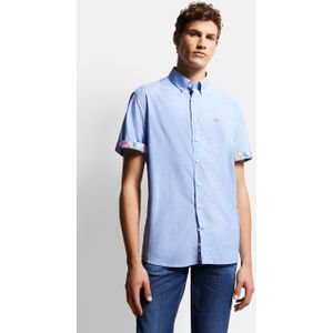 Lichtblauw Overhemd - Katoen - Button-Downkraag - Korte Mouwen