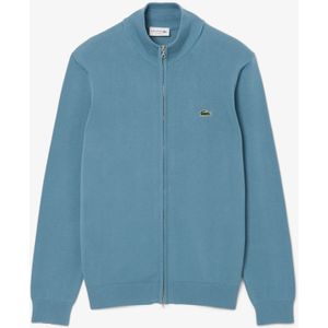 Lacoste - Cardigan - Groen - Katoen - Geribbelde Hoge Kraag