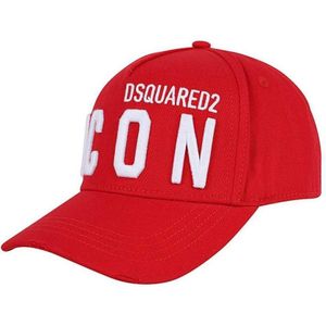 Dsquared2 ICON Worn Effect Red Snapback Cap
