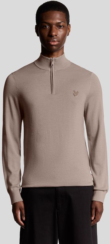 Lyle & Scott Merinowol 1/4 Rits Trui - Bruin