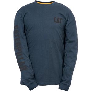 Caterpillar Merkenbanner Lange Mouwen Katoenen Heren Blauwe T-shirt