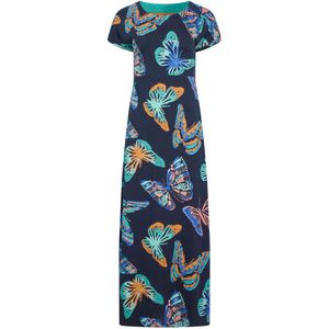 Weird Fish Dames Mirren Vlinder Biologische Katoenen Maxi-jurk (Donkerblauw)