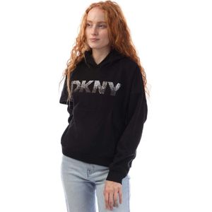 DKNY Dames/Dames Logo Sequin Hoodie (Zwart/Grijs)