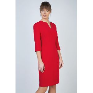 Rood - Paneel Detail - Jurk - Crepe Stof