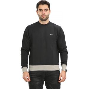 Nike Heren Sweatshirt Met Ronde Hals En Contrasterende Zoom Zwart - Maat M