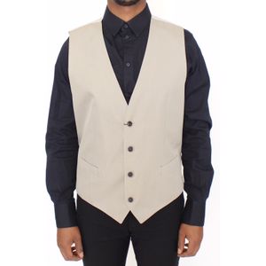 Dolce & Gabbana Mannen Beige Katoen Zijde Blend Dress Vest Blazer