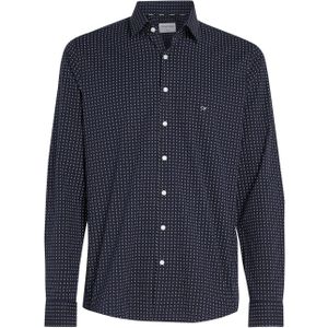 Calvin Klein - Micro Print Poplin - Herenoverhemd - Blauw - Slim Fit