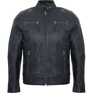 Leren Bikerjack - Zwart - Met Rits