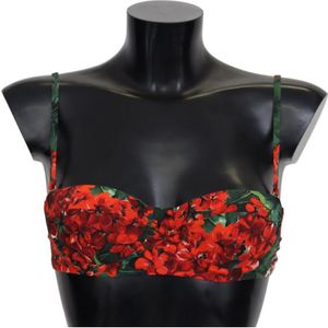 Dolce & Gabbana Dames Rode Bloemenprint Badpak Strandkleding Bikini Tops - Maat XS