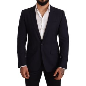 Verfijnde marineblauwe wol Slim Fit Blazer